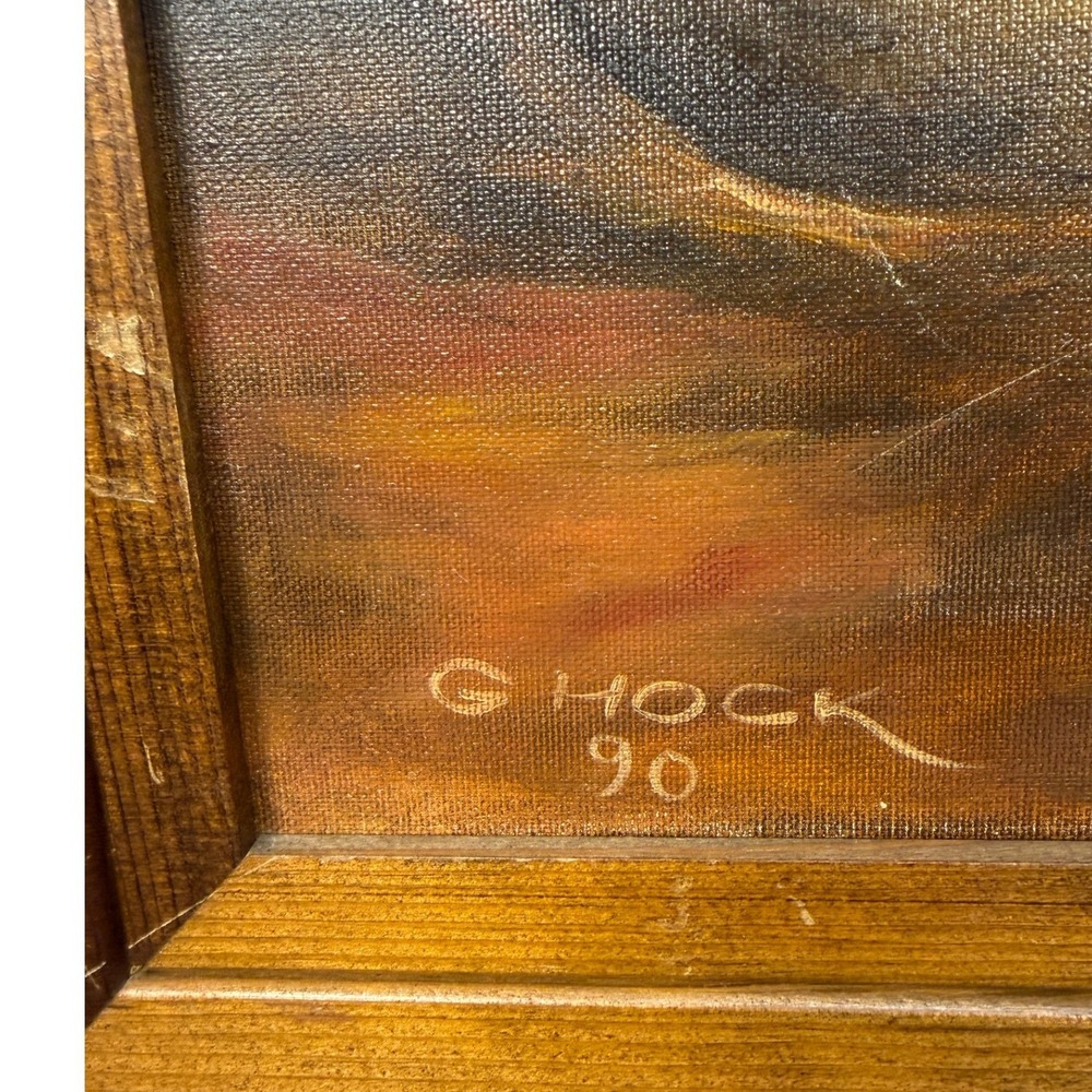 VTG Original Oil Painting Still Life Yellow Rose Brass Vessel Signed G Hock 1990 - Picture 6 of 16